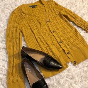 Mustard Yellow Cable Knit Cardigan